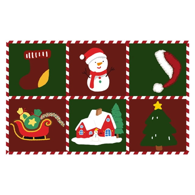Fasiaou Indoor Christmas Rug Small Kitchen Bathroom Rugs for Entryway,Washable Soft Non-Slip Christmas Tree Santa Claus Area Rug,Door Mat for Winter Living Room Bedroom Holiday Decor(A)