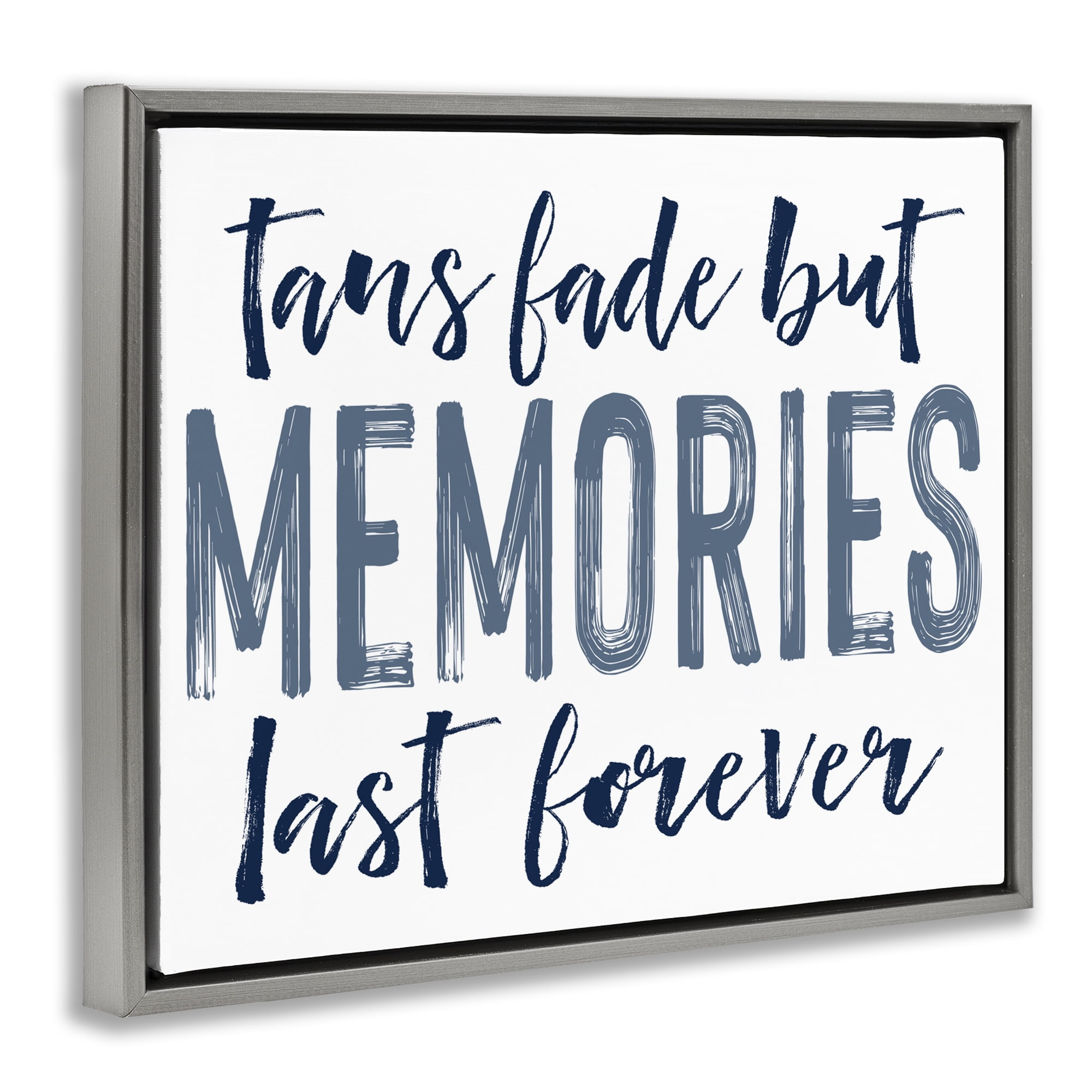 Summer Memories Last Forever Gray Framed Floater Canvas Wall Art, design by Lettered and Lined