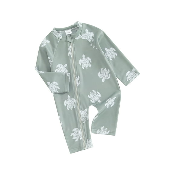 JYYYBF Kids Boys Summer Swimwear Casual Turtle Print Zipper Long Sleeve Monokini Swimsuit Beachwear Bathing Suit
