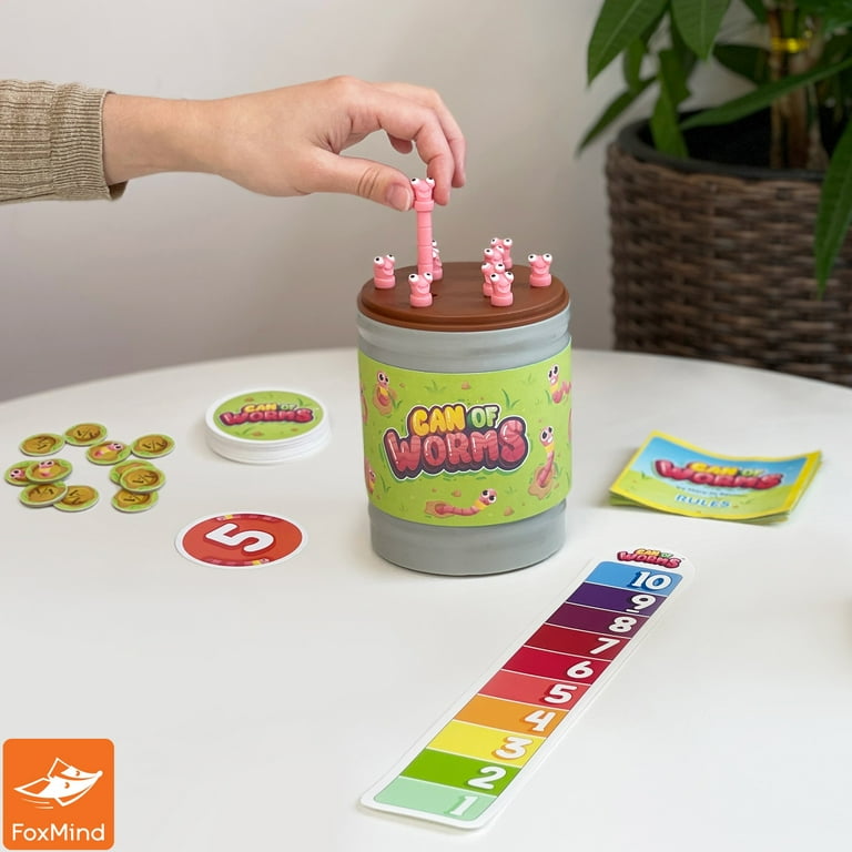 FoxMind Games: Can Of Worms - Toy Learning Math Game That Spins