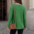 thumbnail image 4 of GERsome Women's Long Sleeve Shirts Crew Neck Button Trim Curved Hem Pullover Tops Casual Loose Fit Blouses Green L, 4 of 6