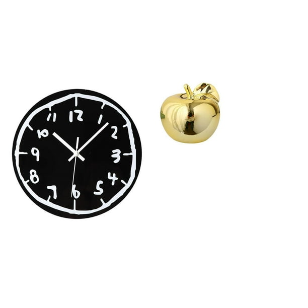 Reloj de pared,Reloj de pared silencioso y decorativo que no hace tictac,Estatua decorativa,Escultura de frutas para decoración del hogar para escritorio interior.,Figura de cerámica para