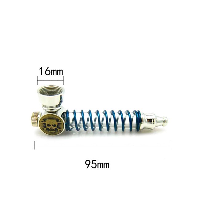 Tubo de resorte de luz intermitente con cráneo de metal ligero Tubo pequeño Juego de fumar LED intermitente y accesorios de boquilla, verde, longitud 95 mm, diámetro de la olla de cigarrillos 16 mm ShuxiuWang 8390613450326