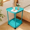 thumbnail image 6 of Shipiny 18.5x13.39x13.39in Double-Tier Rolling Table, Concise Plastic Side Table, Sofa Coffee Bedside Table for Bedroom Home Storage, Blue, 6 of 6