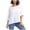 White, variant on Womens Tops Shirts Solid Color Casual Crewneck 3/4 Sleeve Linen Crop Plus Sizes Plain Tees Blouses White