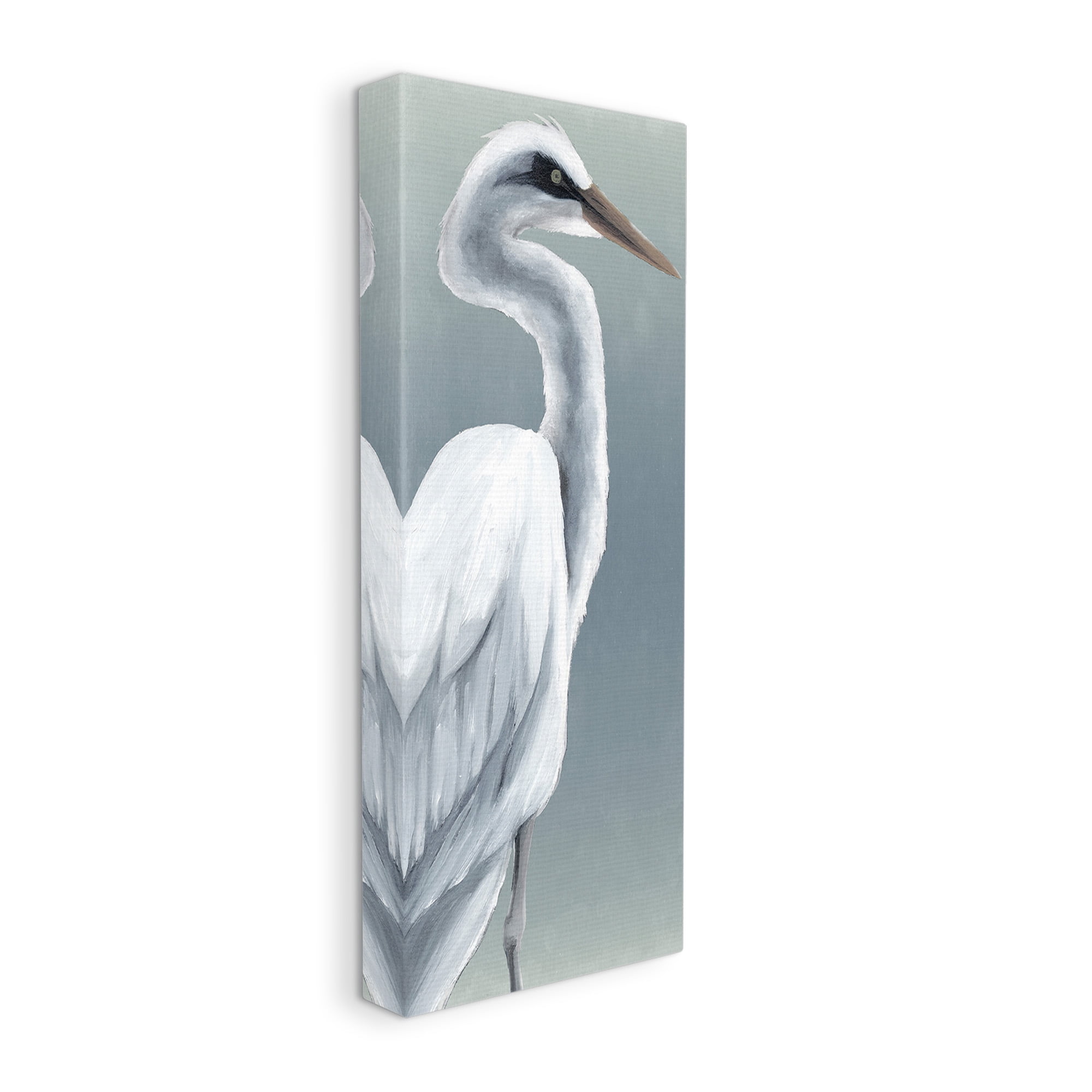 Stupell Industries White Heron Portrait Animals & Insects Painting Gallery Wrapped Canvas Art Print Wall Art, 10 x 24