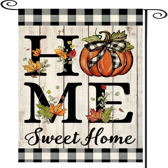 AUQ 2026 New Garden Flag,Flags for Outside 12.5X18 Inch Double Sided Pumpkins Home Sweet Home Small Mini Garden Flag Burlap Flag Home Decor for Yard Lawn Patio Outdoor