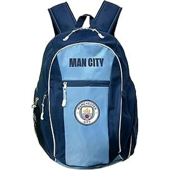 Icon Sports Manchester City FC Soccer Ball Backpack with Mesh Pocket, Sky Blue and Navy