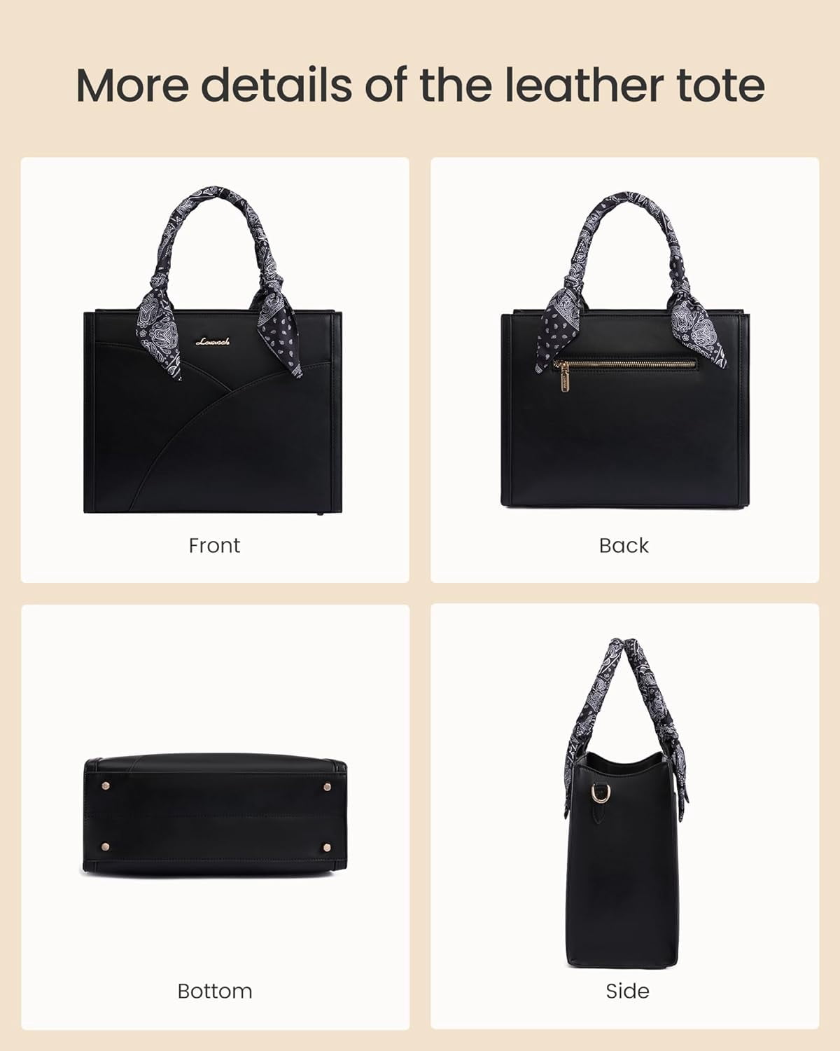 LOVEVOOK Medium Purses and Handbags for Women, Satchel Top Handle Bag with Strap, PU Leather Tote Shoulder Purse with Scarf