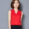thumbnail image 2 of Womens Tops Blouse Brief Office Work Wear V Neck Sleeveless Chiffon Tops Shirt, 2 of 8