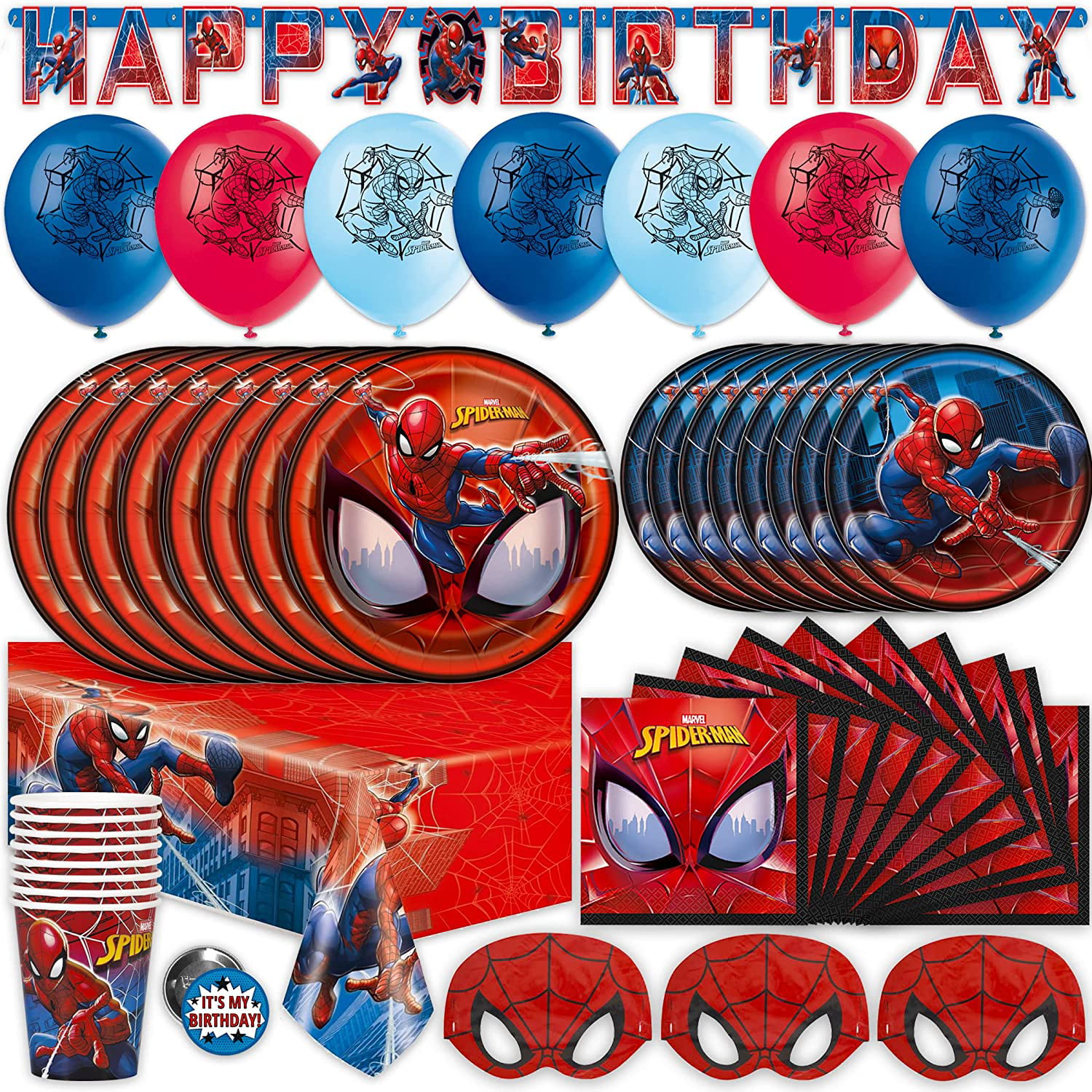 BANNER CENTERPIECES LOOT BAGS STRAWS MARVEL SPIDER-MAN BIRTHDAY PARTY SUPPLIES 