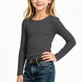thumbnail image 4 of biudgviw Girls Long Sleeve Shirts Casual Crewneck Soft Base Layer Kids Textured Comfortable Undershirts for Everyday Wear(Dark Gray,12-13 Years), 4 of 7