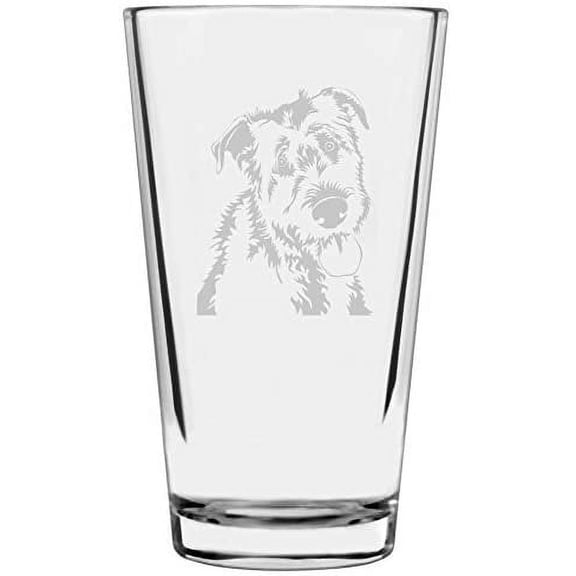Irish Wolfhound Dog Themed Etched All Purpose 16oz Libbey Pint Glass
