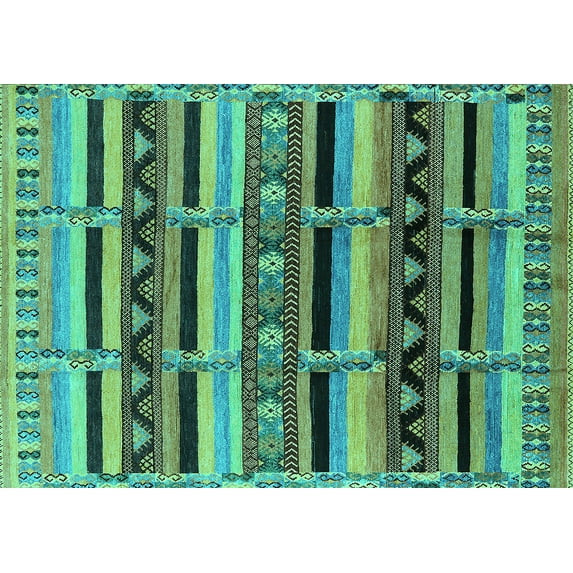 Ahgly Company Machine Washable Indoor Rectangle Solid Turquoise Blue Modern Area Rugs, 8' x 10'