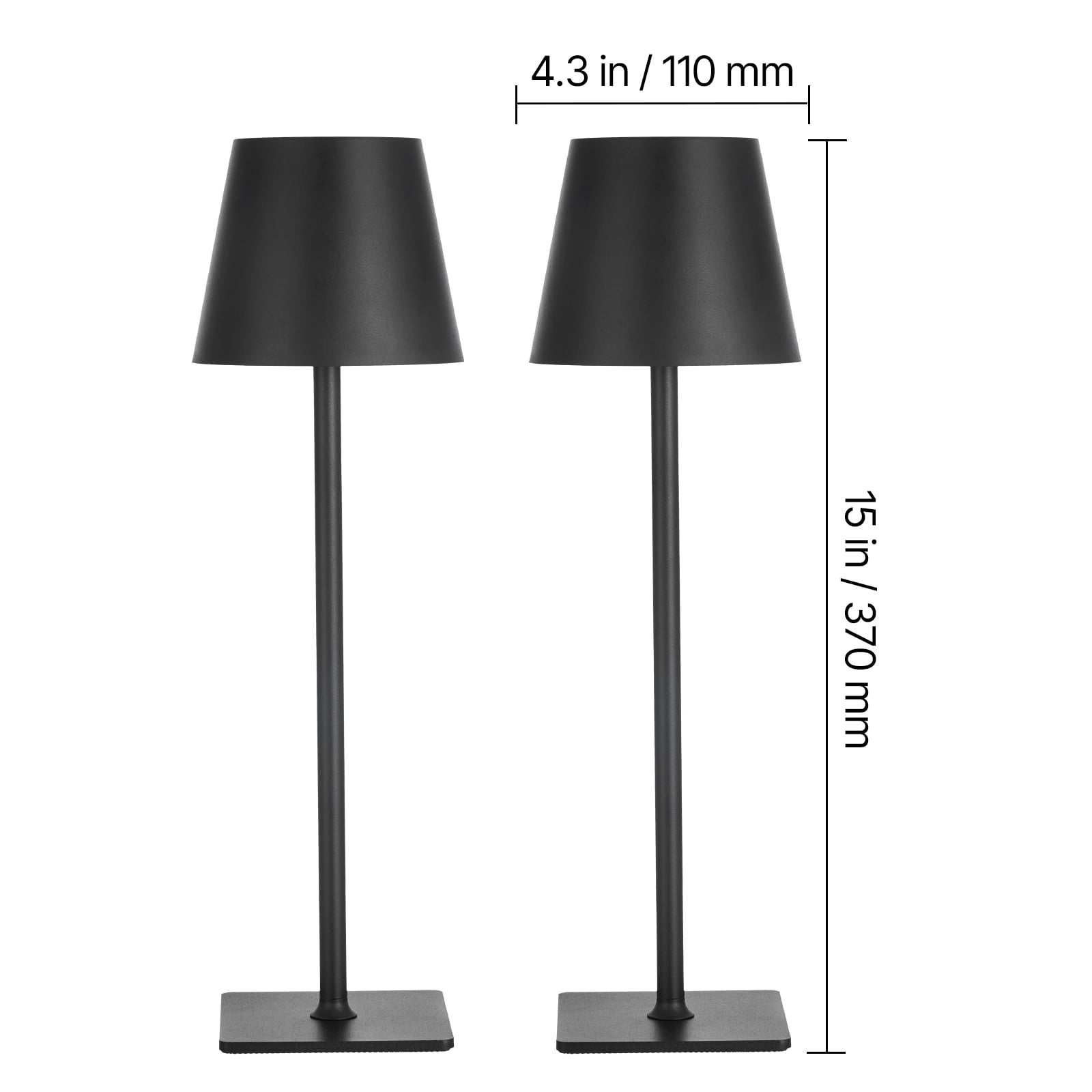 KFFKFF Cordless Table Lamp, Set of 2, Rechargeable 5200mAh Battery, Adjustable 3-Color Dimming, 3000-6500K Color Range, Versatile Lighting for Home, Dining, and Outdoor Use, Black
