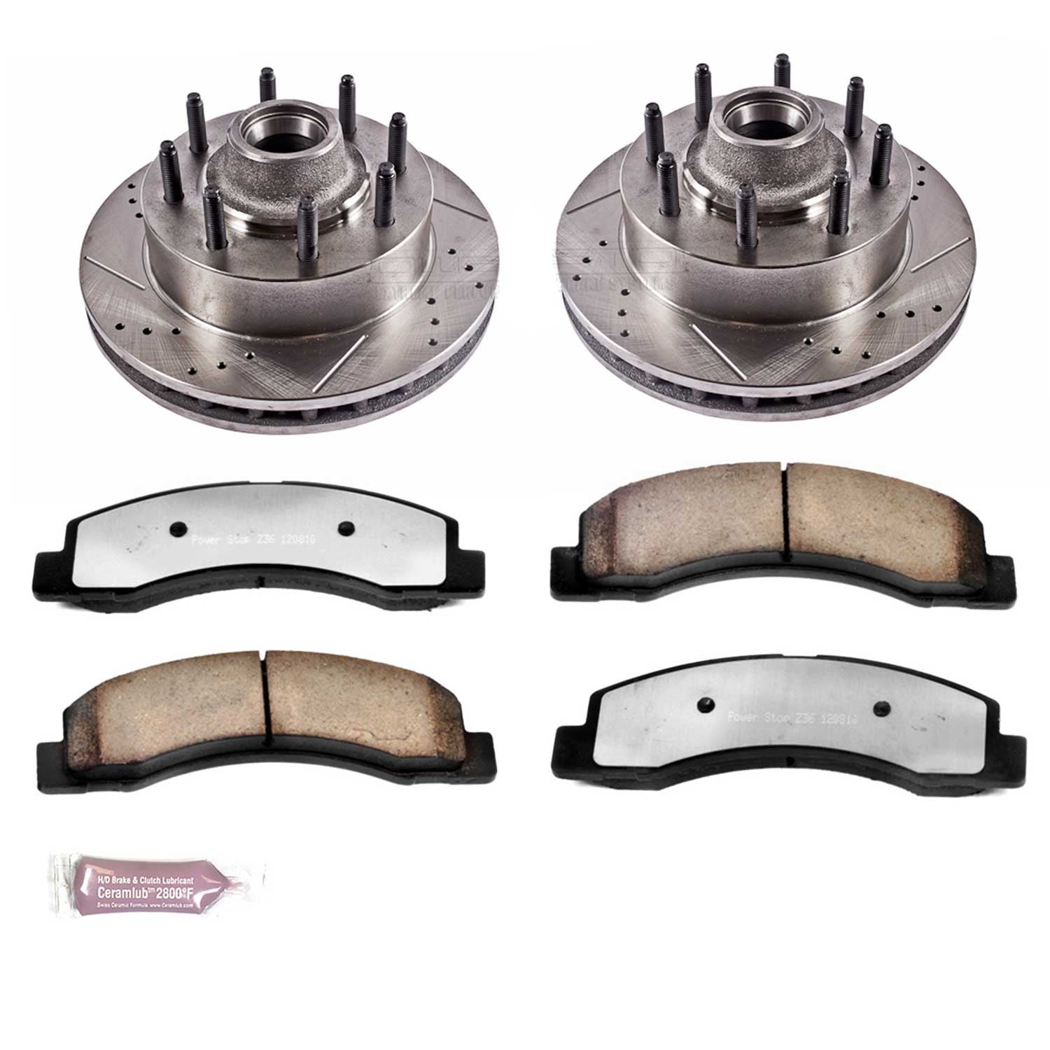 PowerStop Front Z36 Truck & Tow Carbon-Fiber Ceramic Brake Pad and Drilled and Slotted Rotor Kit Fits: FORD Select Models K1893-36