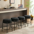 thumbnail image 2 of 24" Modern Round Bar Stools Set of 2,Contemporary Upholstered Barstools with Black Legs,Counter Height Bar Stools for Kitchens, Coffee Shops and Bar Stores,Black, 2 of 7