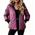 thumbnail image 2 of VEKDONE Womens Diamond Quilted Hooded Puffer Jacket Zip up Padded Coat Relaxed Fit Warm Jackets Fall Winter Fashion Outerwear for Commuting, 2 of 6