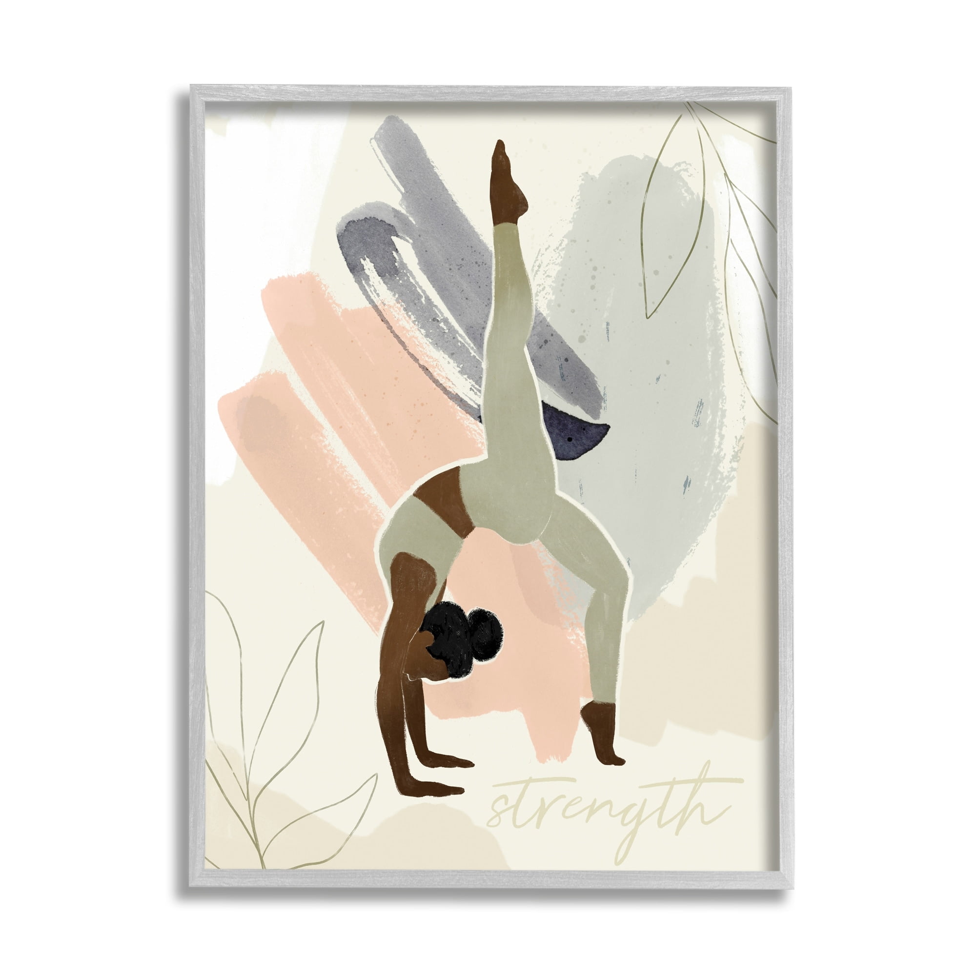 Stupell Industries Strength Abstract Leaf Simple Yoga Fitness Person, 11 x 14, Design by Victoria Barnes