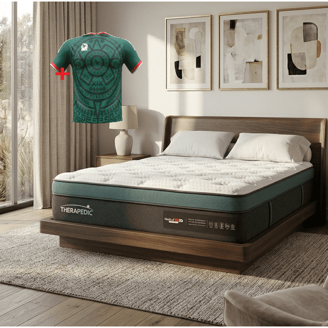 Colchón Queen Size Therapedic | Medicoil HD Espuma Carbón | 41 cm de Altura | + Playera Mundialista