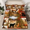 thumbnail image 2 of jejeloiu Wildlife Bear Deer Queen Sheet Sets,Rustic Lake House Flat Sheet,Autumn Fall Maples Queen Fitted Sheet For Boys,Super Cozy Room Decor,4pcs, 2 of 7