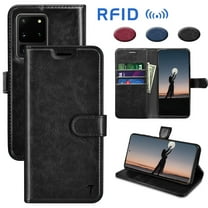 Galaxy S20 Plus Case, Galaxy S20 Plus Wallet Case Takfox Premium [RFID Blocking] Secure Cash ID Credit Card Slots Holder Carrying PU Vegan Leather Magnetic Flip Cover Cases For Galaxy S20  [Black]