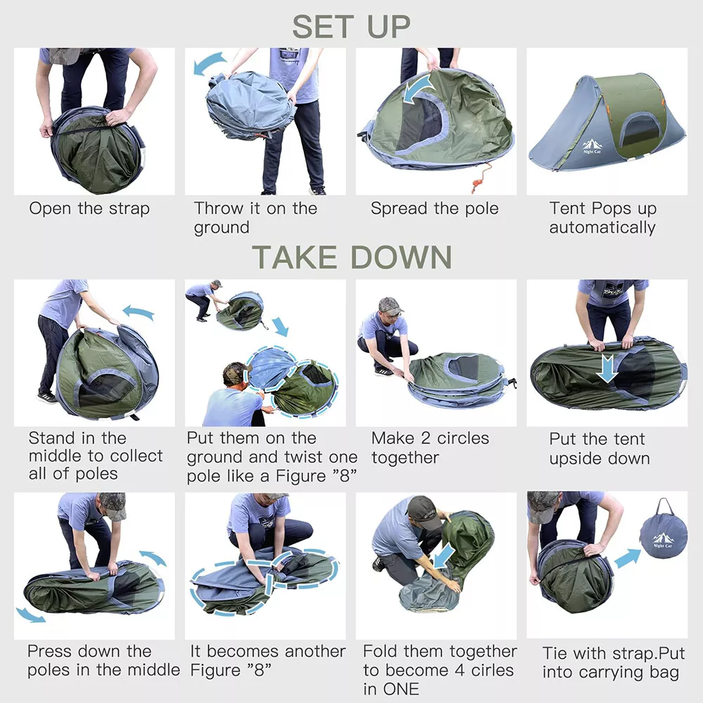 Pop-Up 1 Person Solo Backpacking Tent Lightweight Waterproof Hiking Travel