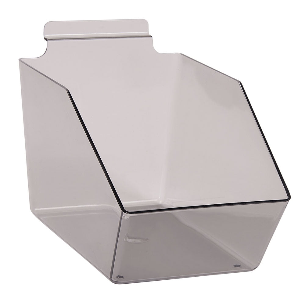 6 x 5 ½ x 9 ½ inch Clear Gray Plastic Dump Bin For Slatwall Set of