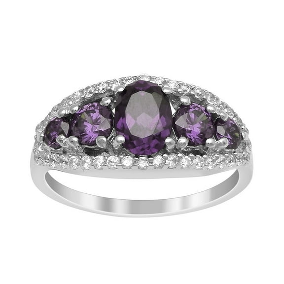 2.20 Ctw Oval Shape Amethyst 925 Sterling Silver Women Love Promise Wedding Ring
