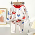 thumbnail image 3 of Odeerbi 0-13 Years Toddler Boys Girls Cotton Pajamas Outfits Cute Printed Long Sleeve Tops Pants Two-piece Pajama Set Conditioning Clothes Sleepwear Loungewear Toddler Boys Girls Clothes, 3 of 3