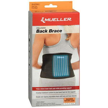 Mueller Adjustable Back Brace, Black, One Size Fits