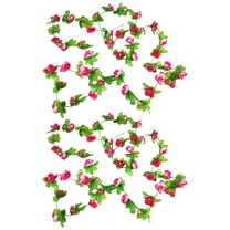 7.2FT Flower Garland Fake Rose Vine Artificial Hanging Rose Ivy Hanging Floral Garlands Wedding Arch Garden Background Decor Fake Flower Garland Artificial Rose Blossom Vine, 2Pcs(Pink,86.6x2")