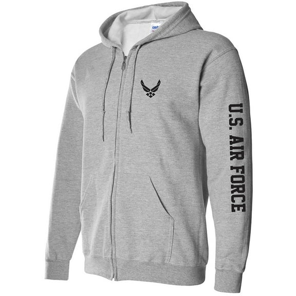 U.S. Air Force Black Sleeve Print Full-Zip Hooded Sweatshirt