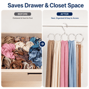 5-Hole Snag-Free Scarf Hanger Closet Organizer Clear for Scarves Belts Ties Bras by Dependable Industries