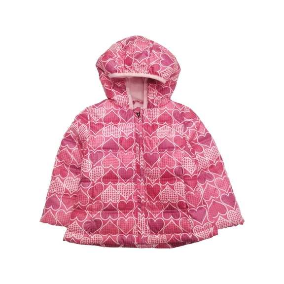 Healthtex Infant Girls Hot Pink Hearts Print Snow Coat Hood Baby Ski Jacket 18m
