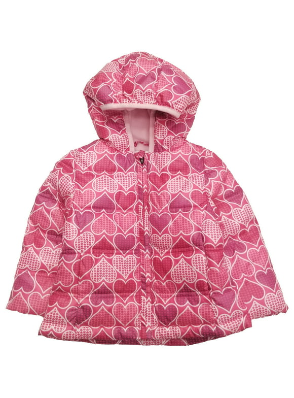 Healthtex Infant Girls Hot Pink Hearts Print Snow Coat Hood Baby Ski Jacket 18m
