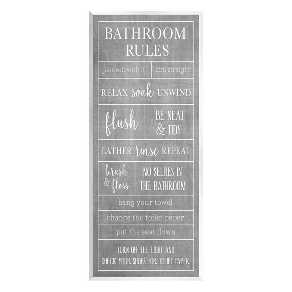 Stupell Industries Varied Bathroom Rules Graphic Art Unframed Art Print Wall Art, Design by Natalie Carpentieri