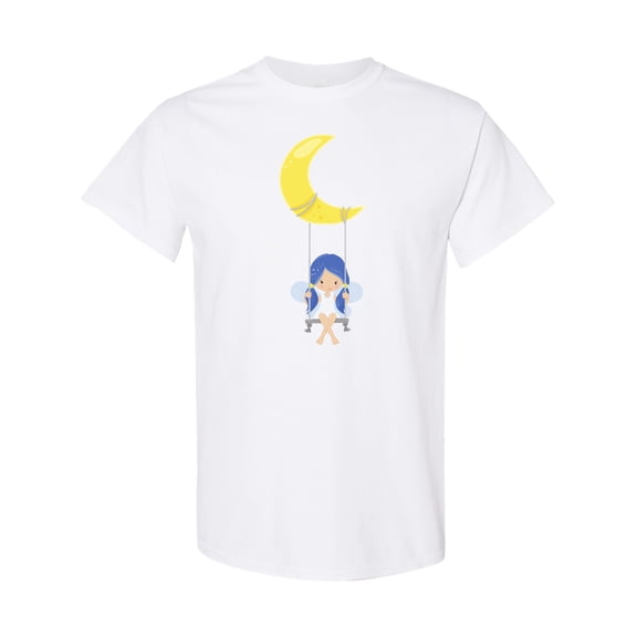 Inktastic Cute Fairy, Fairy On The Moon, Fairy On A Swing T-Shirt