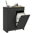 thumbnail image 2 of HOMCOM Tilt Out Laundry Hamper, Laundry Hamper Cabinet with 2 Baskets, Laundry Cabinet Bathroom Storage Cabinet with 2 Drawers, Black, 2 of 9