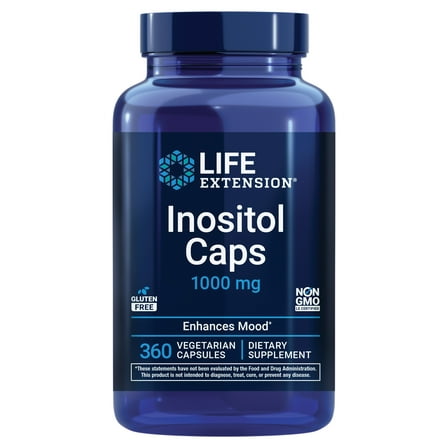 Life Extension Inositol Caps – 1000 mg, Myo-Inositol – Mood Health, Well-Being, healthy Metabolism, Hormone Balance – Gluten-Free, Non-GMO, Vegetarian – 360 Capsules