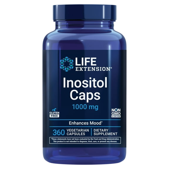 Life Extension Inositol Caps – 1000 mg, Myo-Inositol – Mood Health, Well-Being, healthy Metabolism, Hormone Balance – Gluten-Free, Non-GMO, Vegetarian – 360 Capsules