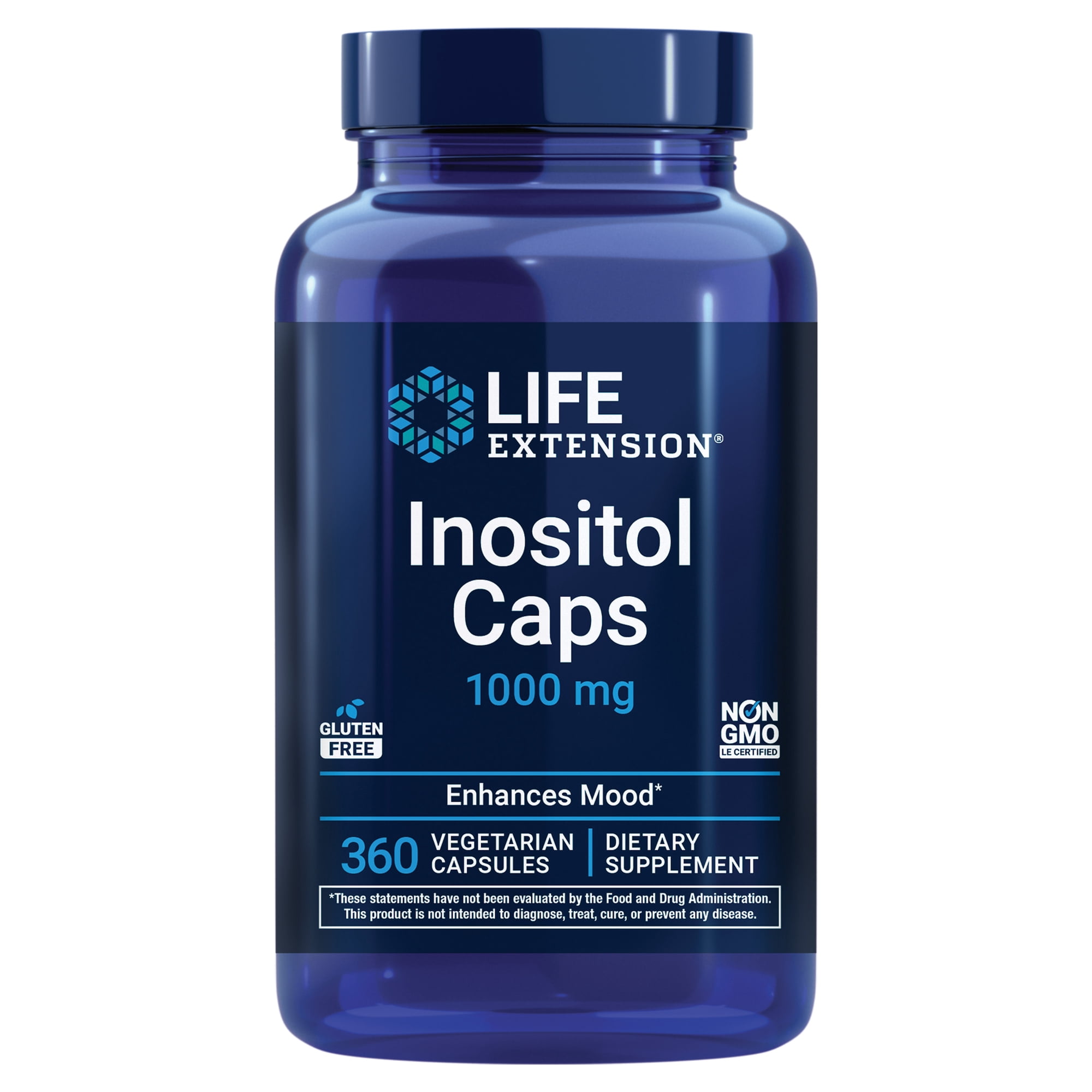 Life Extension Inositol Caps – 1000 mg, Myo-Inositol – Mood Health, Well-Being, healthy Metabolism, Hormone Balance – Gluten-Free, Non-GMO, Vegetarian – 360 Capsules