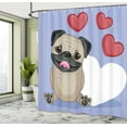 thumbnail image 5 of Ambesonne Pug Shower Curtain, Happy Dog with Hearts, 69"Wx84"L, Pale Brown Red, 5 of 5