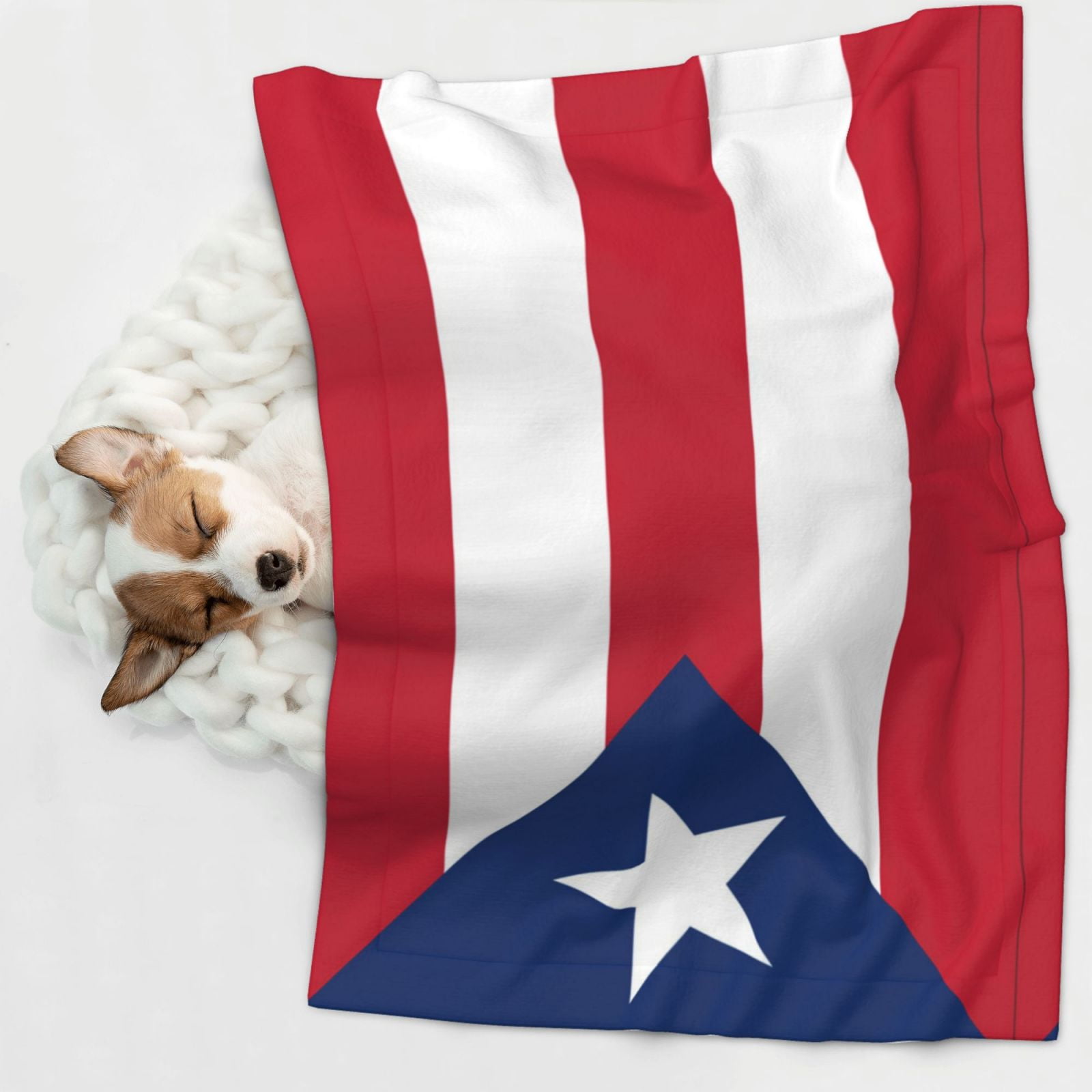 Flannel Throw Dog Blanket Puerto-Rico Flag Soft Warm Print Pet Blankets for Small Dog Cat Puppy