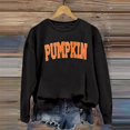 thumbnail image 2 of CAIVO Women Crew Neck Casual Letter Pumpkin Print Loose Sweatshirt Fashion Halloween Autumn Winter Tops For Daily Wear Long Sleeve Pullover Breathable Stretch Fall Streetwear, 2 of 6