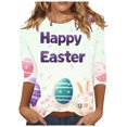 thumbnail image 3 of Feancey Easter Tops Women 3/4 Sleeve Cute Rabbit Print T Shirts Loose Fit Trendy Eggs Graphic Tee Dressy Casual Round Neck Party Blouse Limited Time Sales Today Purple M, 3 of 6