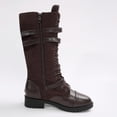 thumbnail image 6 of Women Riding Boots, Mid Calf Combat Boots, Winter Lace Up Gothic Motorcycle Boot with Inside Zipper Non Slip Outsole, 6 of 7