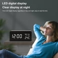 thumbnail image 4 of Wosthever Despertador LED Digital Dormitorio Relojes electrónicos Calendario Decoración Dígito blanco Temperatura Salón Termómetro Decoración del hogar Madera negra Wosthever HA047832-01B, 4 of 6
