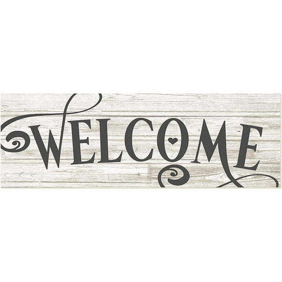 Welcome Rustic Wood Farmhouse Wall Sign (White) 6x18