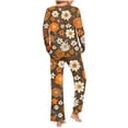 thumbnail image 4 of Riecok Cute Pajama Sets for Women Crewneck Loungewear Set Long Sleeve Tops and Pants Floral Print Soft Cozy Sleepwear, 4 of 6
